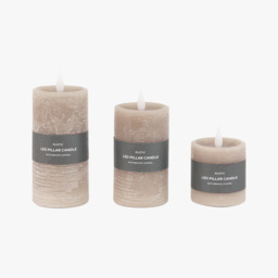 Homespun LED 1 Wick Candle in Greige, Set of 3