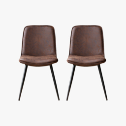 Kaled Dining Chair in Dark Brown, Set of Two