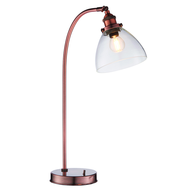 Ralph Clear Glass Table Lamp in Aged Copper