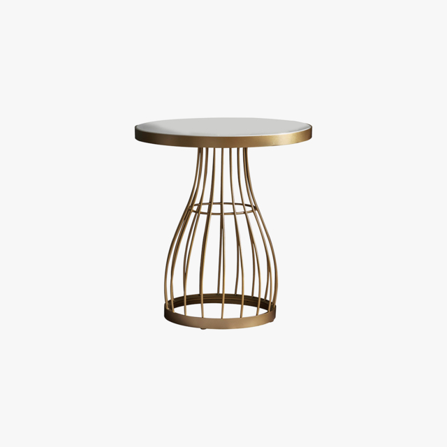 Vivien Side Table in Bronze and White