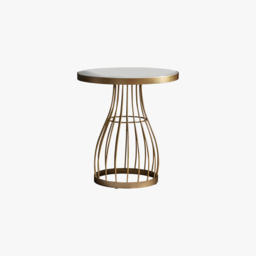 Vivien Side Table in Bronze and White