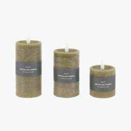 Homespun LED 1 Wick Candle in Olive, Set of 3