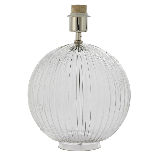 Jemima Clear Ribbed Glass Table Lamp Base in Satin Nickel
