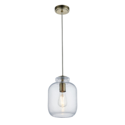 Lyndon Textured Glass Pendant in Antique Brass