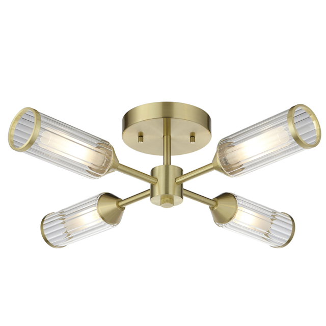 Julian Semi Flush Glass Light in Brushed Brass