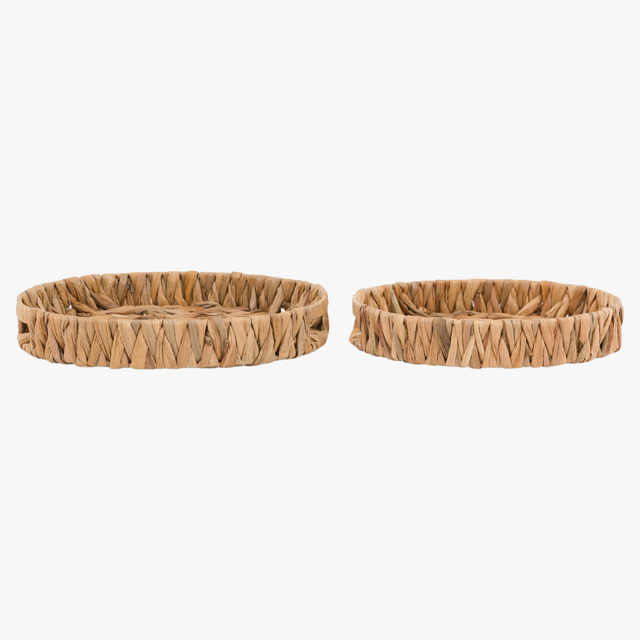 Feyre Woven Round Tray in Natural, Set of 2