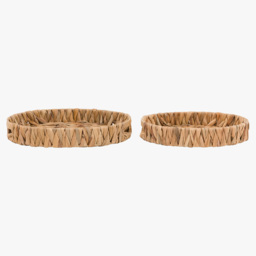 Feyre Woven Round Tray in Natural, Set of 2