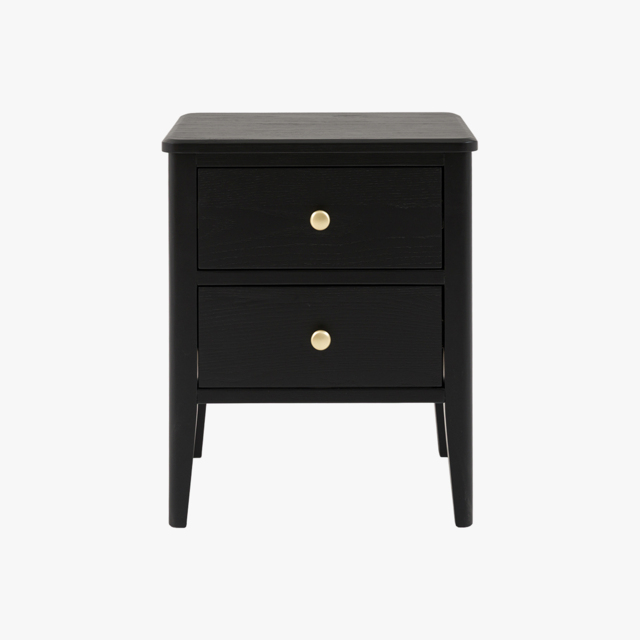 Ardena 2 Drawer Bedside Table in Black