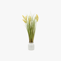 Faux Grass Plant with Yellow Wildflower