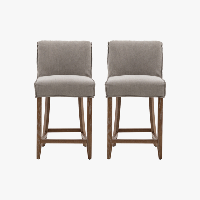 Ewan Bar Stool in Grey Linen - Set of 2