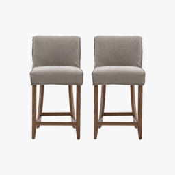 Ewan Bar Stool in Grey Linen - Set of 2