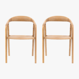 Menorca Oak Dining Chair, Set of 2