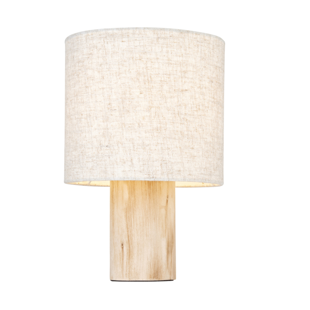 Duru Natural Eucalyptus Wood Table Lamp with Natural Linen Shade
