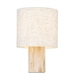 Duru Natural Eucalyptus Wood Table Lamp with Natural Linen Shade