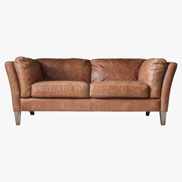 Cameron Two-Seater Leather Sofa in Brown