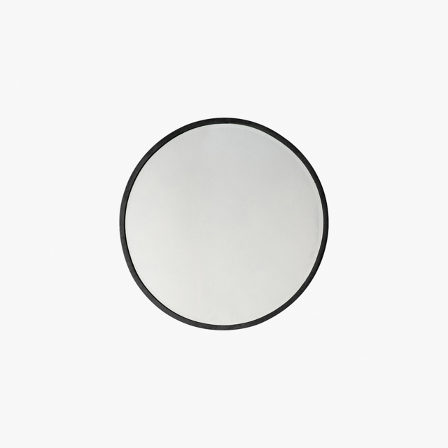 Newport Round Mirror in Deep Black, Small