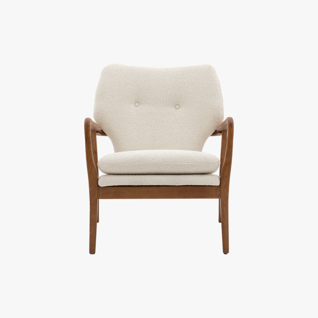 Jean Mid-Century Armchair in Cream