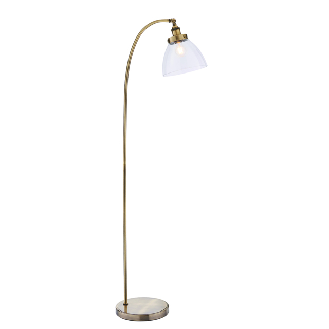 Ralph Clear Glass Floor Lamp in Antique Brass