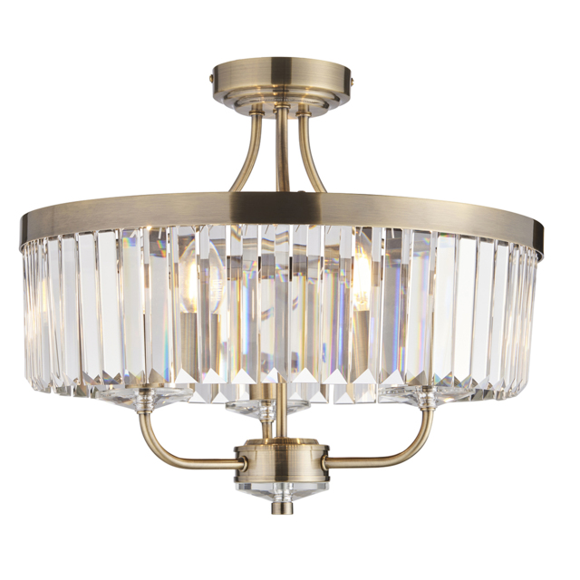 Aurora Princess Semi Flush Glass Light in Gold