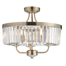 Aurora Princess Semi Flush Glass Light in Gold