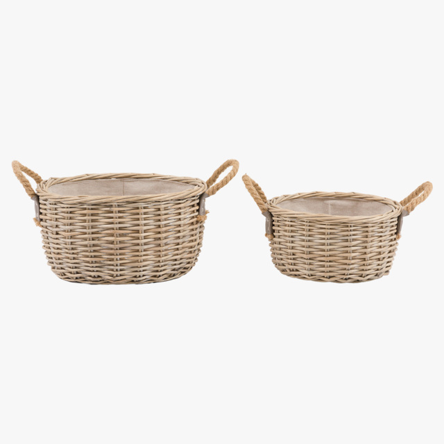 Vienna Round Basket in Natural, Set of 2