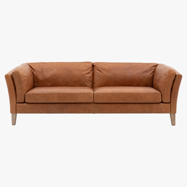 Cameron Three-Seater Leather Sofa in Brown
