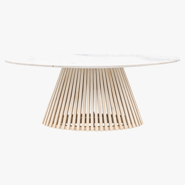 Linear Marble Oval Dining Table