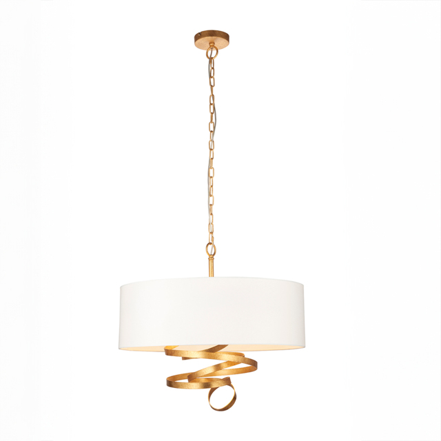 Waverly Gold Ribbon Pendant with Ivory Shade