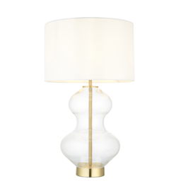 Cleo Shaped Table Lamp in Brass with White Shade
