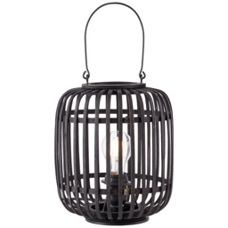 Meike Dark Bamboo Table Lamp in Matt Black