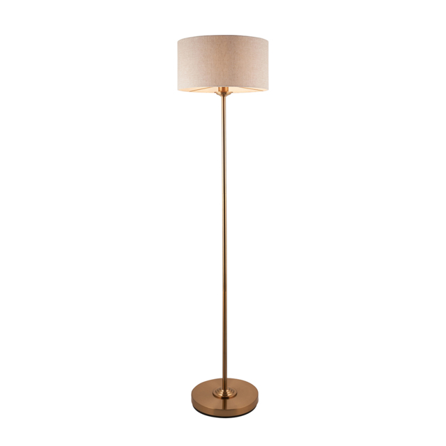 Manon Floor Light in Vintage Brass With Linen Shade