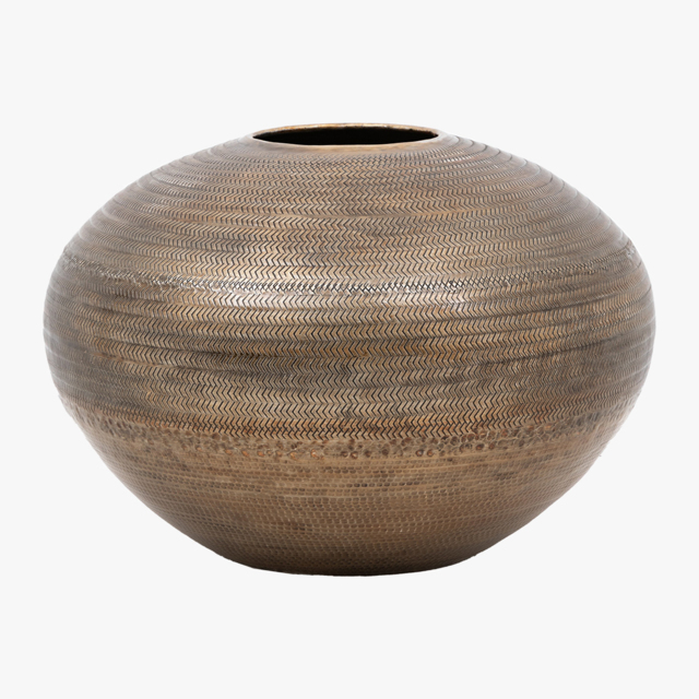 Apollo Aluminium Wide Vase in Antique Brass