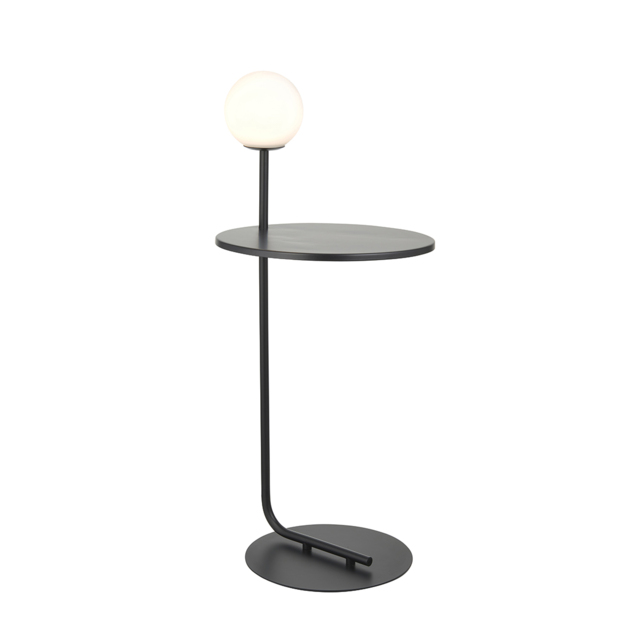Harriet Black Opal Glass Floor Light with Table