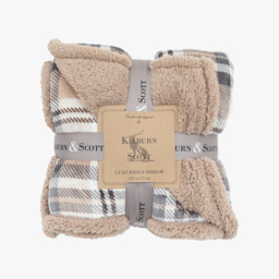 Plaid Sherpa Throw in Natural