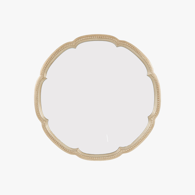 Monaco Round Scalloped Mirror in Champagne