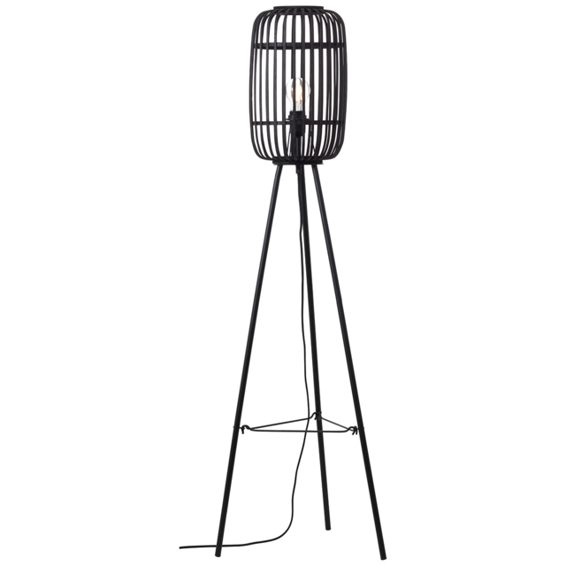 Meike Dark Bamboo Floor Lamp in Matt Black