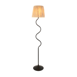 Wednesday Floor Light in Matt Black and Natural Raffia