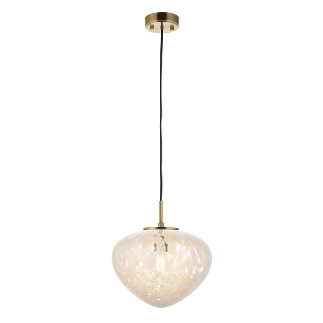 Kyra Confetti Glass Single Pendant in Satin Brass