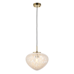 Kyra Confetti Glass Single Pendant in Satin Brass