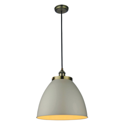 Fletcher Large Pendant in Taupe & Antique Brass