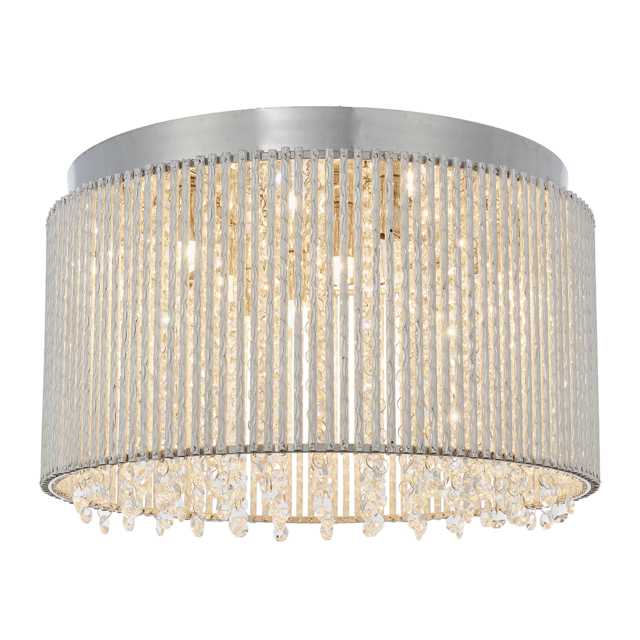 Galicia Clear Crystal Ten Light Flush Light in Chrome