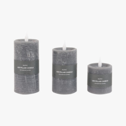 Homespun LED 1 Wick Candle in Grey, Set of 3