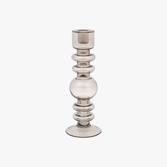Liora Glass Taper Candlestick in Smoke
