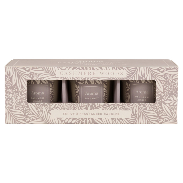 Aura Cashmere Woods Candles, Set of 3