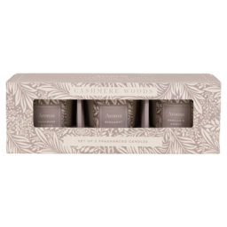 Aura Cashmere Woods Candles, Set of 3