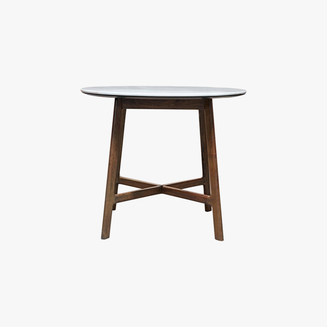 Palma Acacia and Marble Round Dining Table