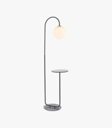Harriet Black Standing Floor Lamp with Table