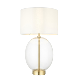 Cleo Oval Table Lamp in Brass with White Shade