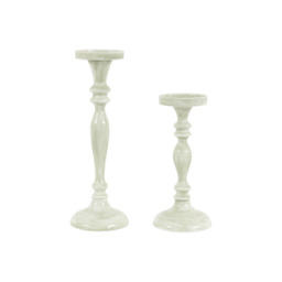 Lilia Green Candlesticks, Set of 2