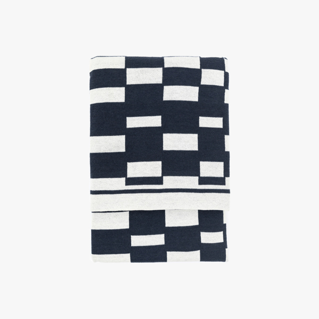 Geo Knitted Throw in Ink